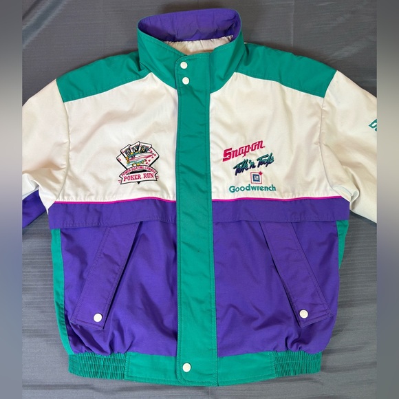 Vintage Snap-on Racing Jacket XL Goodwrench PokerRun Canada 90s Colorblock Choko - Picture 2 of 10